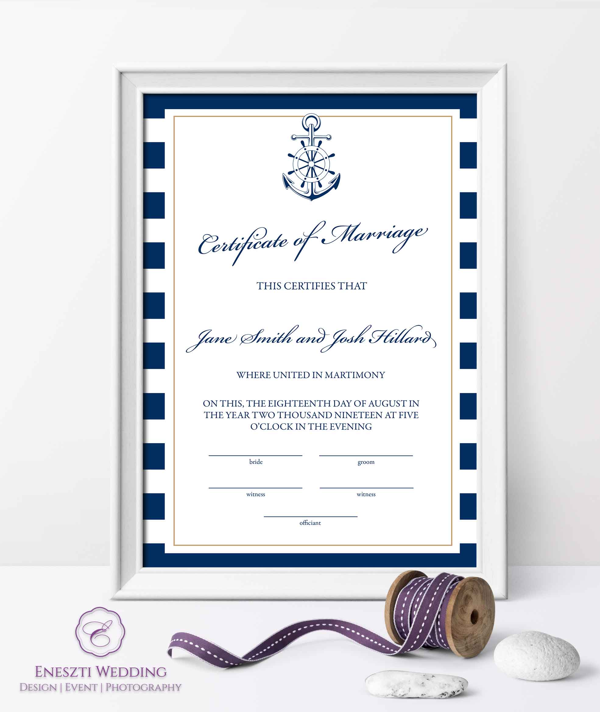 Marine Certificate of Marriage