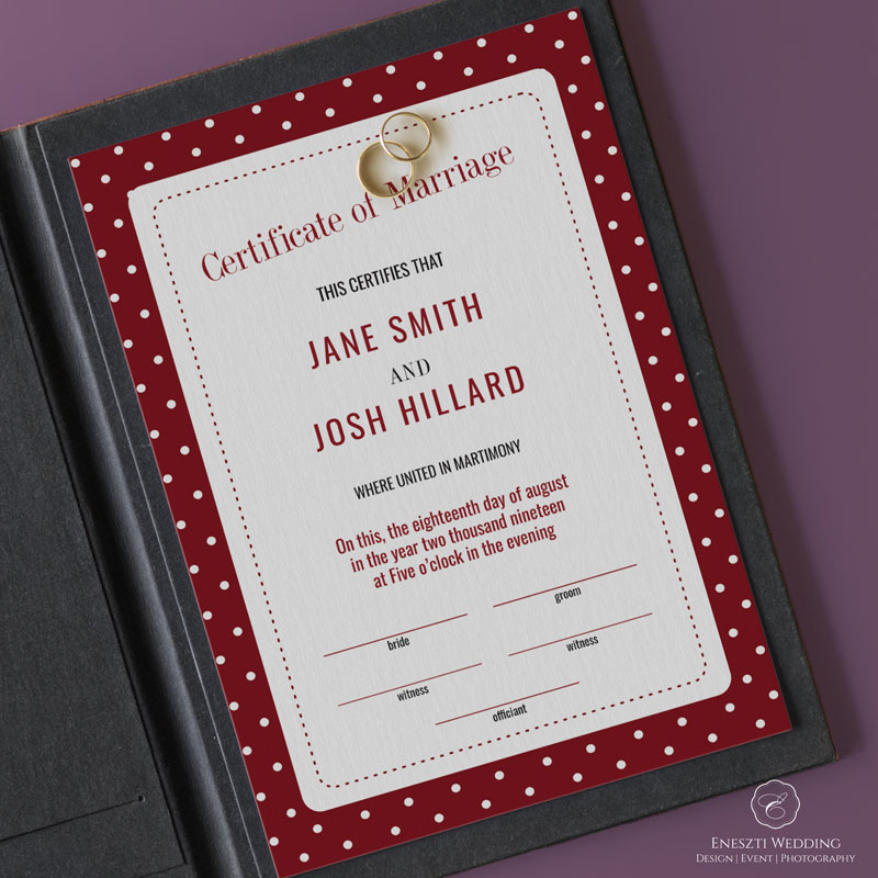 Rockabilly Red Certificate of Marriage